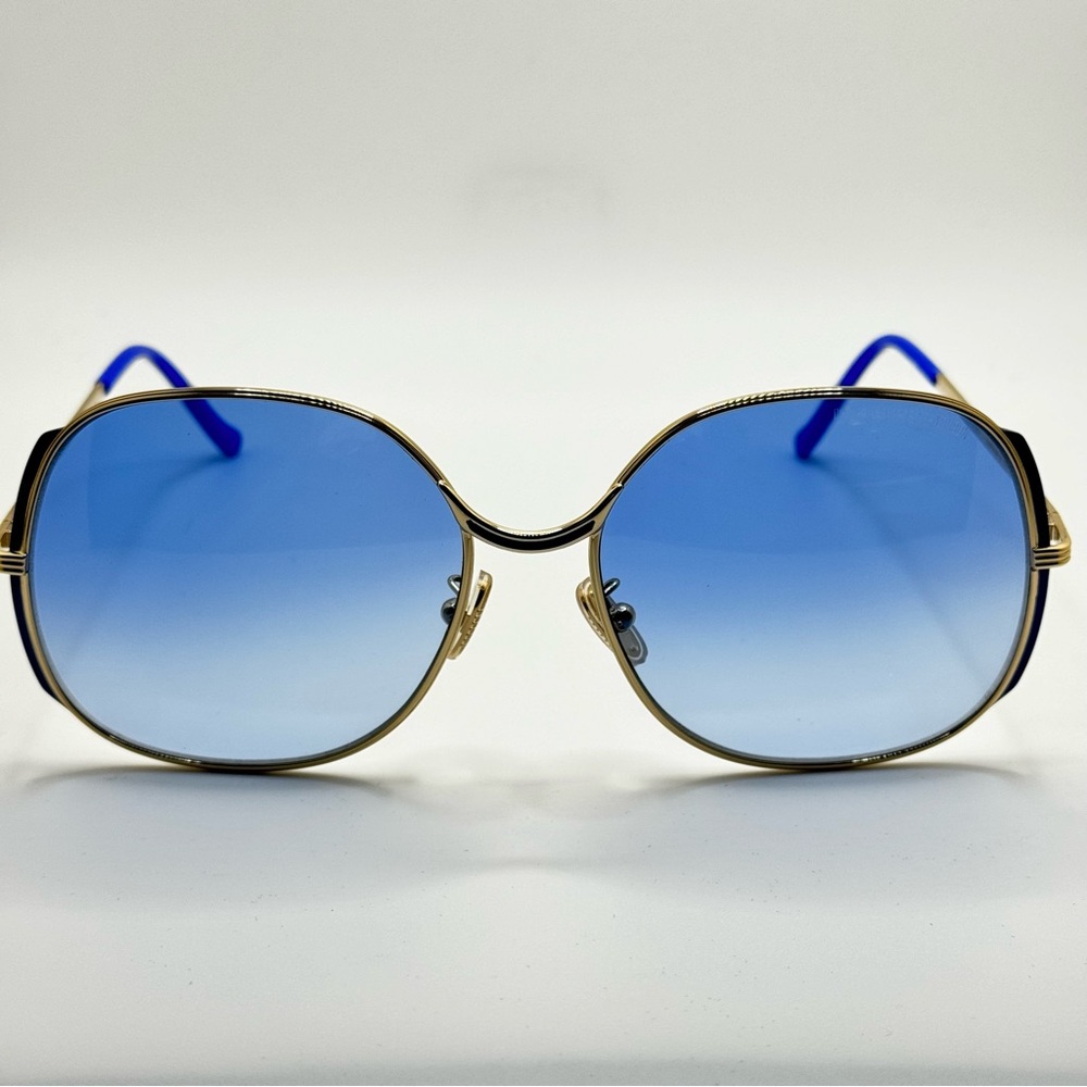 Cutler and Gross - sunglasses 60-17-140, gold / blue frames gradient blue lens